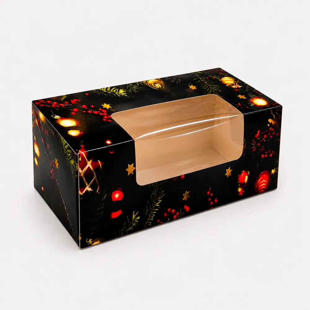 BOITE BUCHE NOIR AVEC FENETRE 30*12 CM
