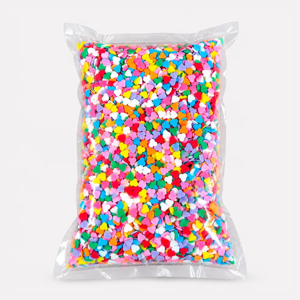 [AMC27-26] DRAGEES 1 KG  CŒURS PLATS MULTICOULEURS