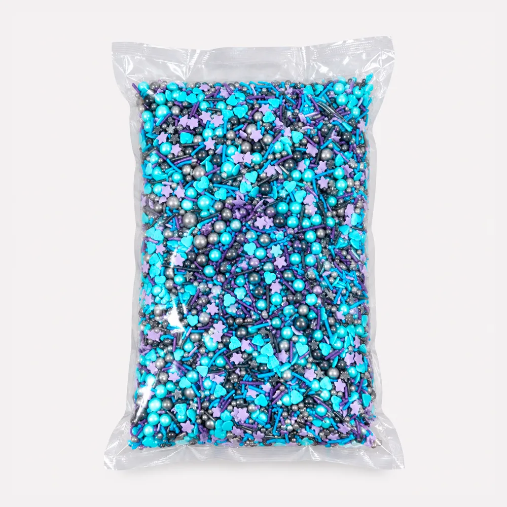 [AMC27-30] DRAGEES 1KG ETOILES BOULES VERM. BLEU GRIS VIOLET